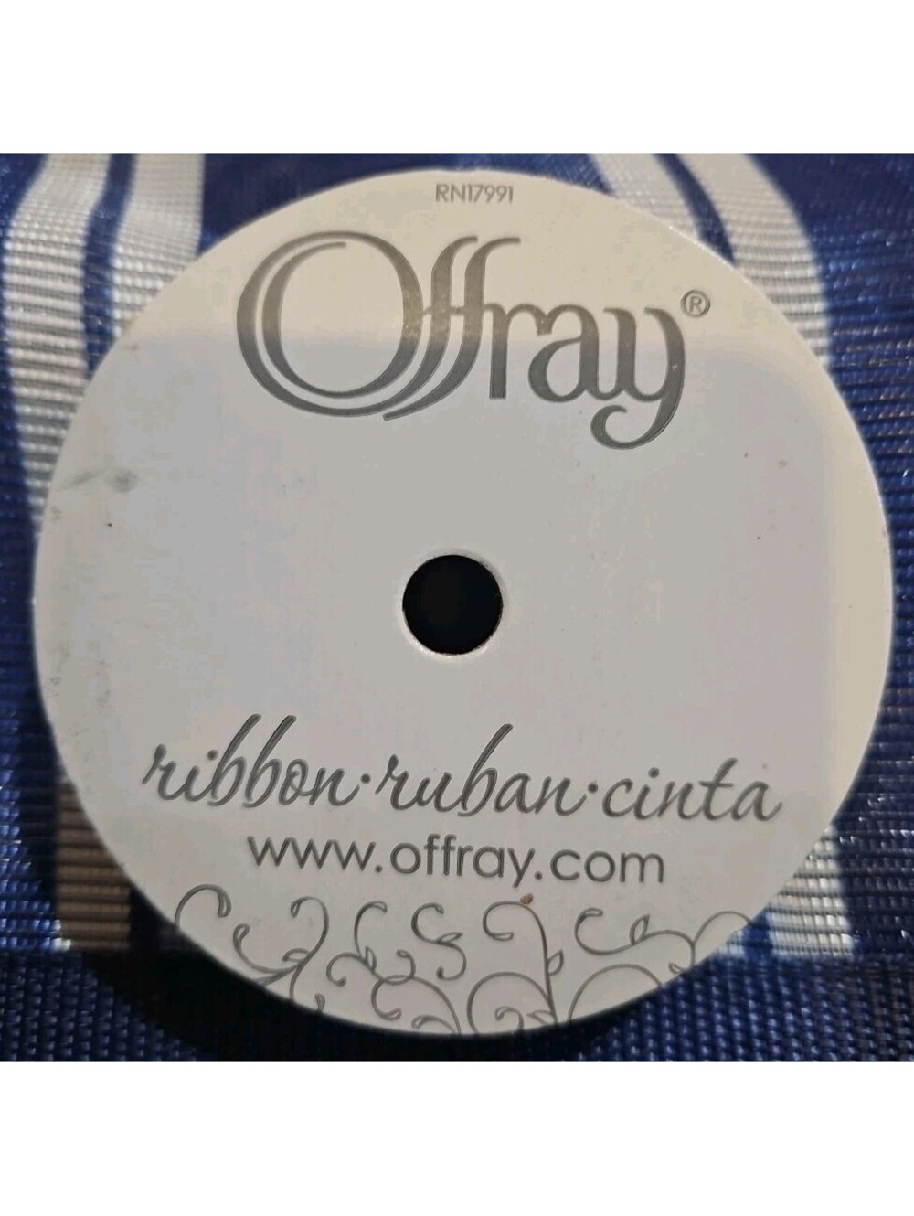 Offray Craft Ribbon - 5/8 in x 12 ft - Metallic Silver
